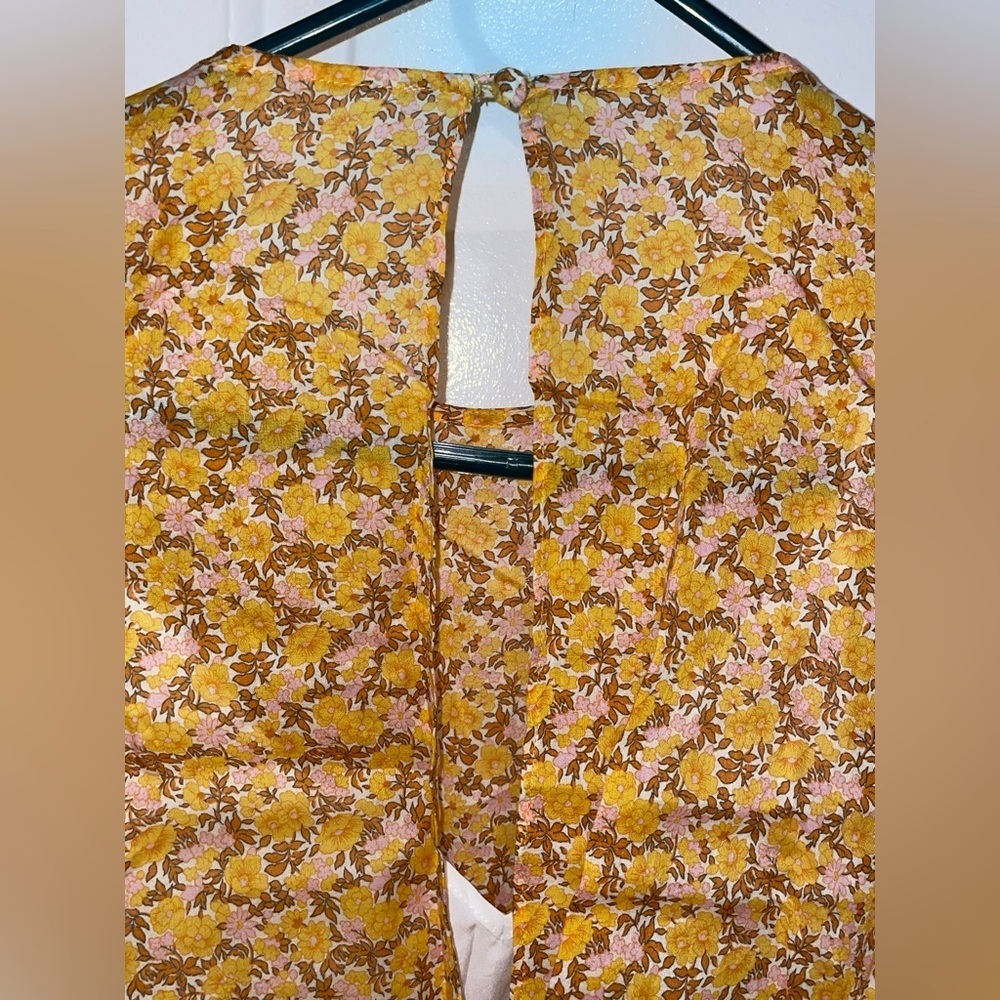 New! Maje Risso Yellow Floral Cut-Out Mini Long Sleeve Dress 🌼 Small - Picture 15 of 16